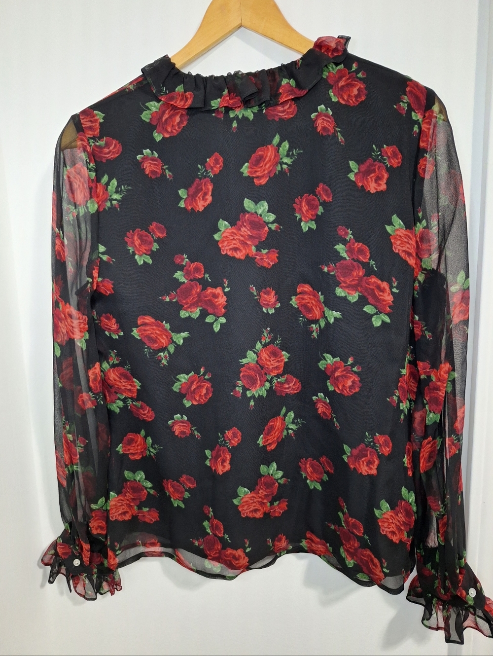 Vintage Laura Ashley Y2k Ruffle Rose Blouse Size 8 - Picture 4 of 10